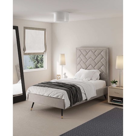 Manhattan Comfort Crosby Twin-Size Bed in Greige BD009-TW-GE